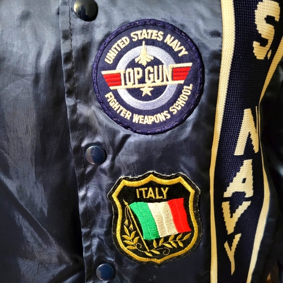 Vintage U.S. Navy Satin Bomber Jacket "Coolest Jacket" Navy Aviator Bomber sz Sm - Picture 7 of 16